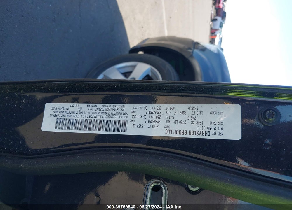 2012 DODGE JOURNEY SXT VIN: 3C4PDCBG8CT224140