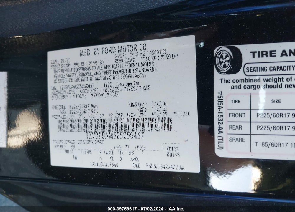2014 FORD MUSTANG V6 VIN: 1ZVBP8AM5E5250457
