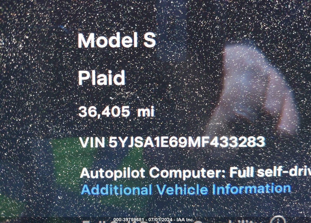 2021 TESLA MODEL S VIN: 5YJSA1E69MF433283