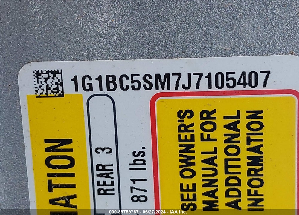 2018 CHEVROLET CRUZE LS AUTO VIN: 1G1BC5SM7J7105407