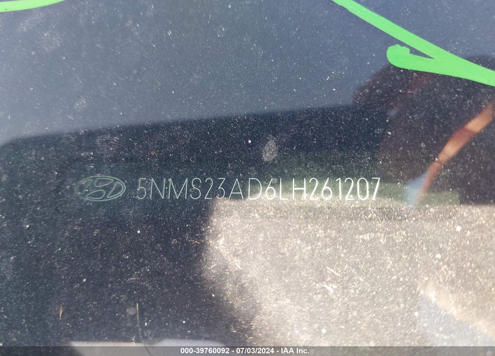 2020 HYUNDAI SANTA FE SE VIN: 5NMS23AD6LH261207