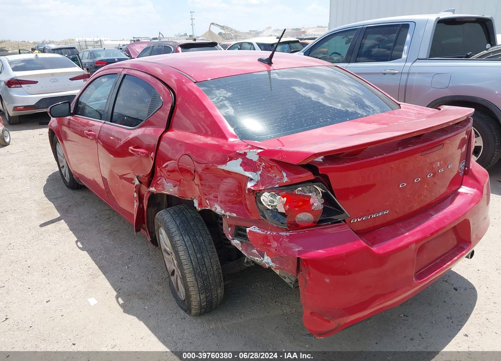 2013 DODGE AVENGER SXT VIN: 1C3CDZCB0DN634067