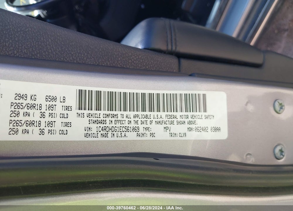 2014 DODGE DURANGO LIMITED VIN: 1C4RDHDG1EC561069
