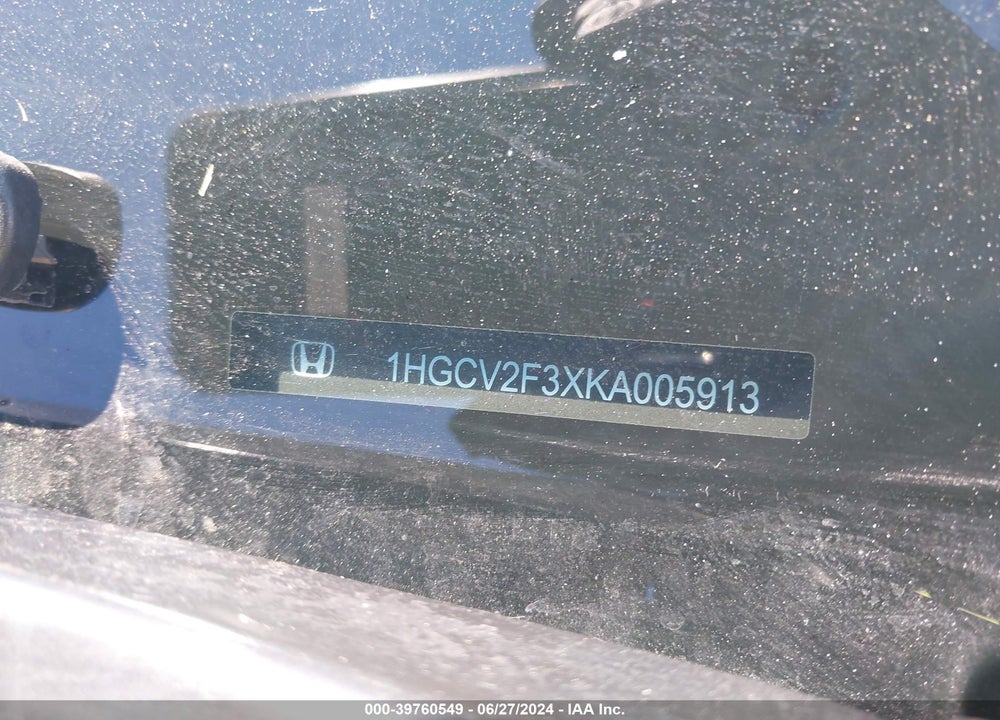 2019 HONDA ACCORD SPORT 2.0T VIN: 1HGCV2F3XKA005913
