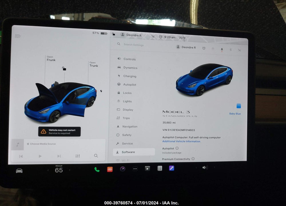 2021 TESLA MODEL 3 STANDARD RANGE PLUS REAR-WHEEL DRIVE VIN: 5YJ3E1EA3MF014603