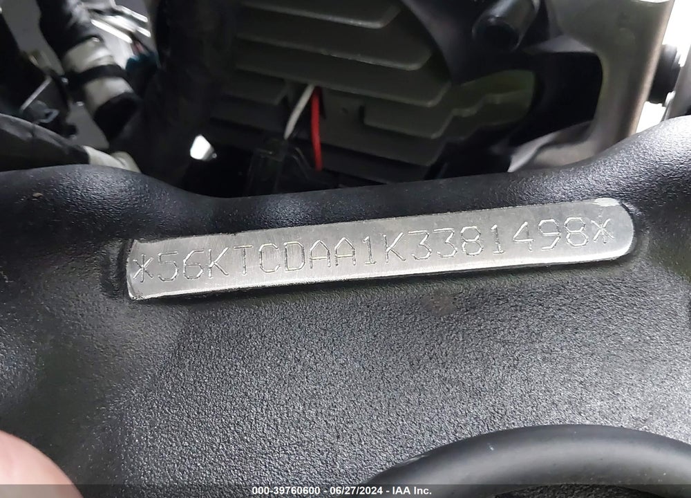 2019 INDIAN MOTORCYCLE CO. CHIEFTAIN DARK HORSE VIN: 56KTCDAA1K3381498