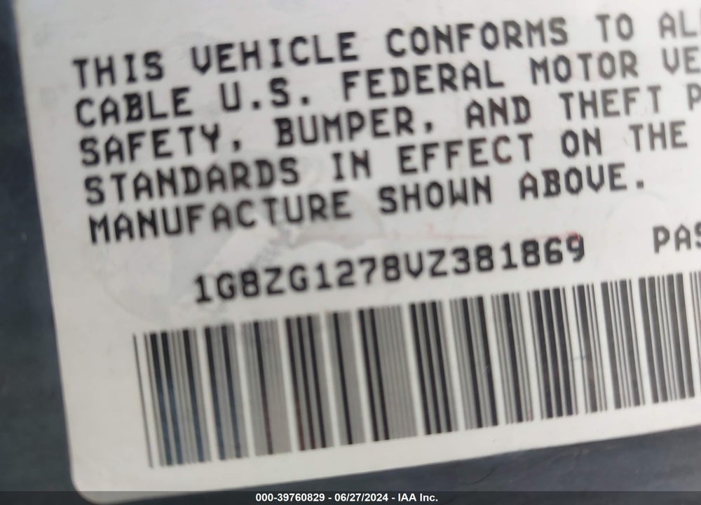 1997 SATURN SC SC2 VIN: 1G8ZG1278VZ381869
