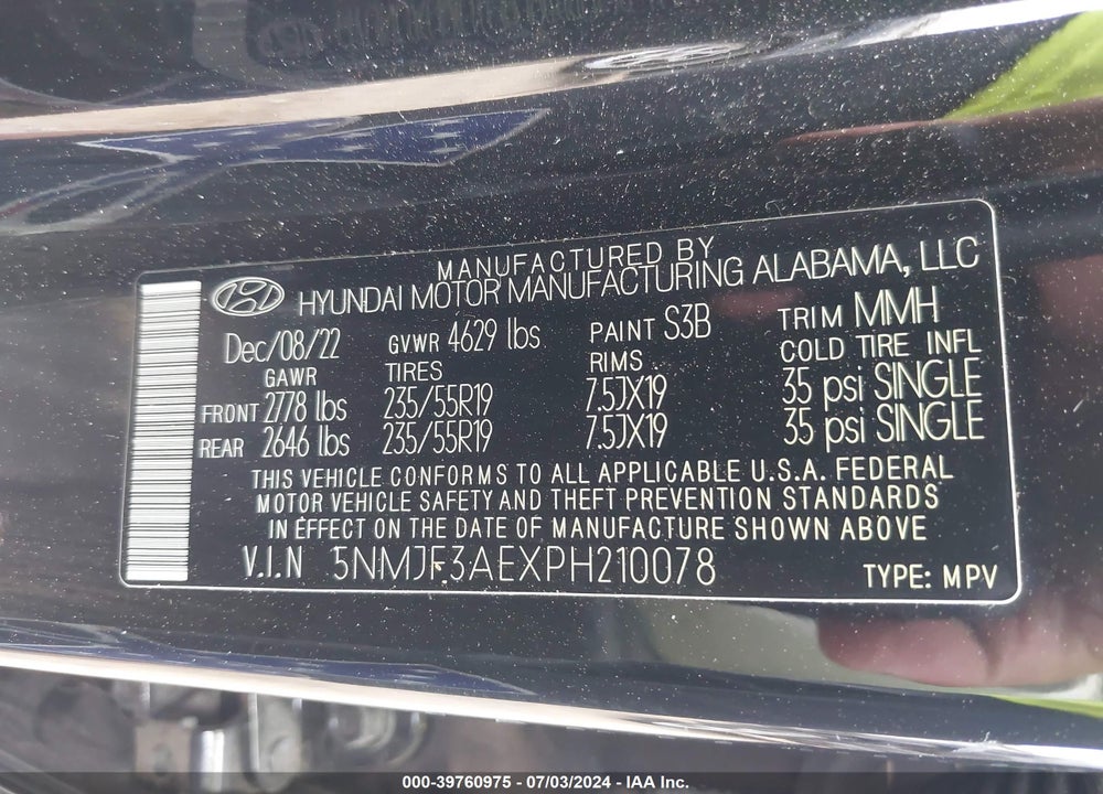 2023 HYUNDAI TUCSON SEL VIN: 5NMJF3AEXPH210078