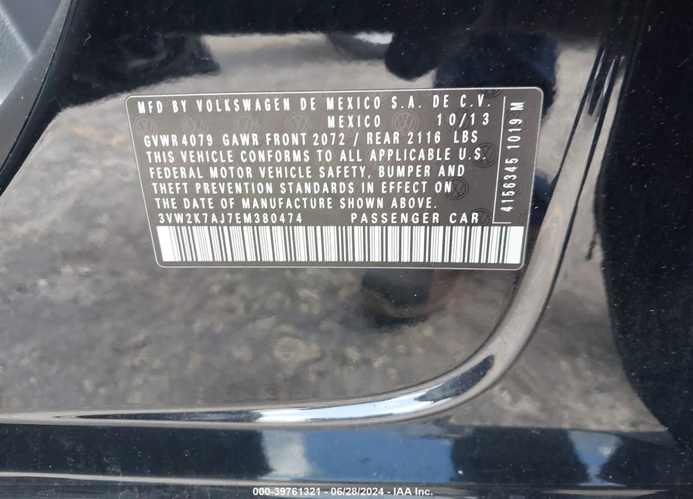 2014 VOLKSWAGEN JETTA 2.0L S VIN: 3VW2K7AJ7EM380474
