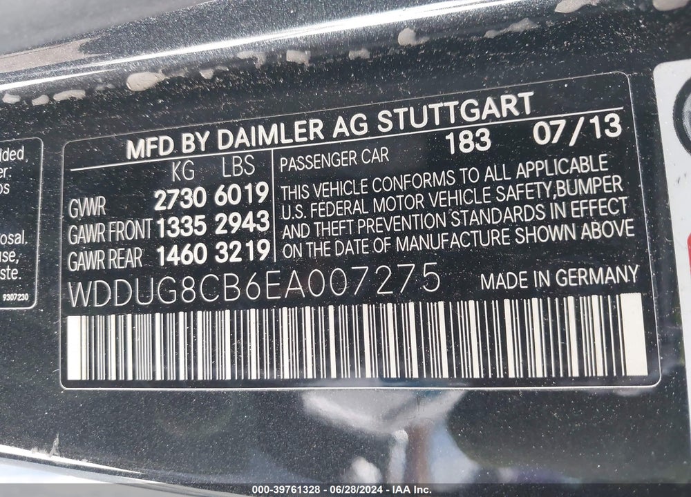 2014 MERCEDES-BENZ S 550 VIN: WDDUG8CB6EA007275