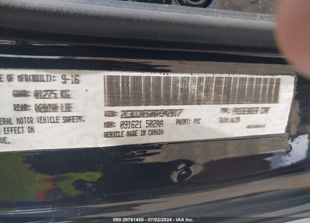 2016 CHRYSLER 300C VIN: 2C3CCAEG0GH342817