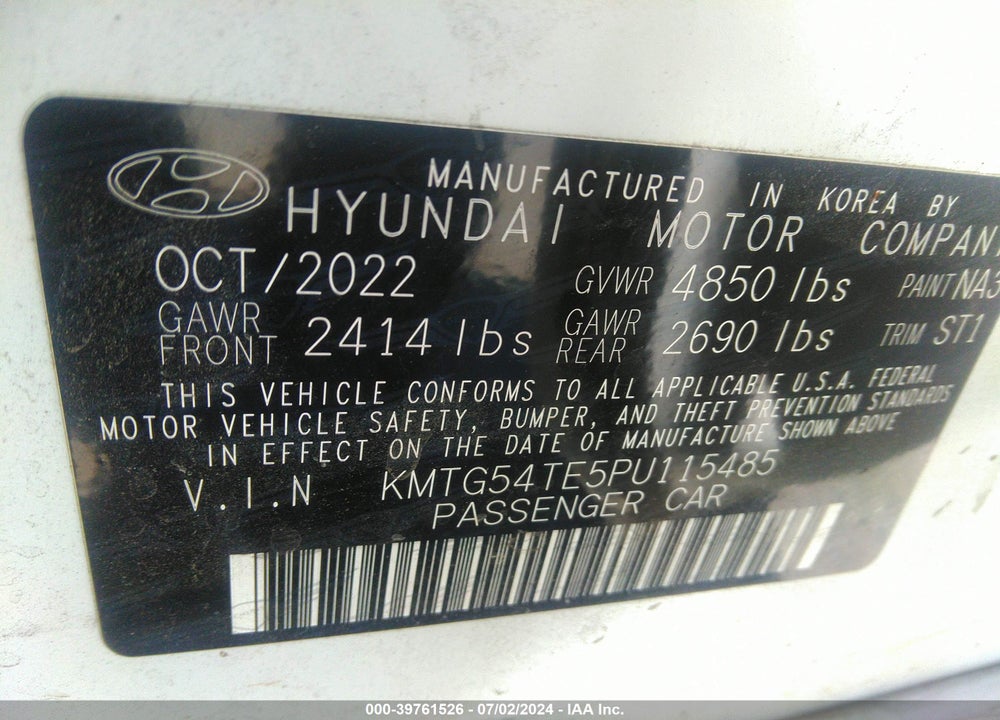 2023 GENESIS G70 3.3T RWD VIN: KMTG54TE5PU115485