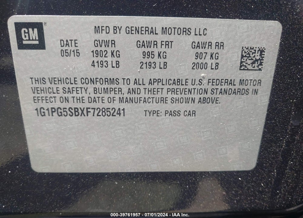 2015 CHEVROLET CRUZE LTZ VIN: 1G1PG5SBXF7285241