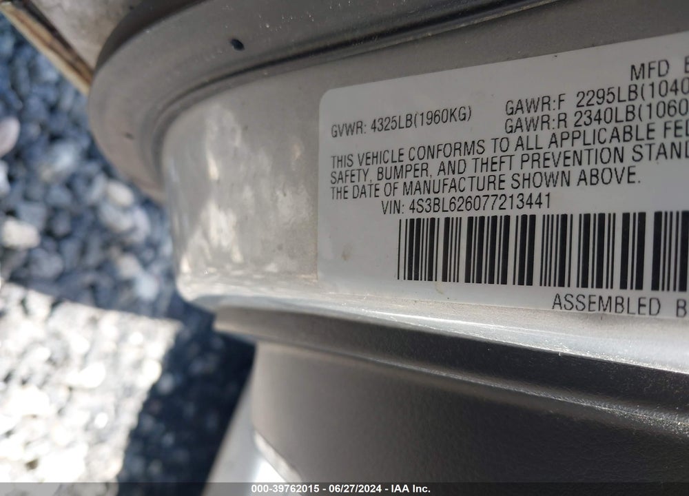 2007 SUBARU LEGACY 2.5I LIMITED VIN: 4S3BL626077213441