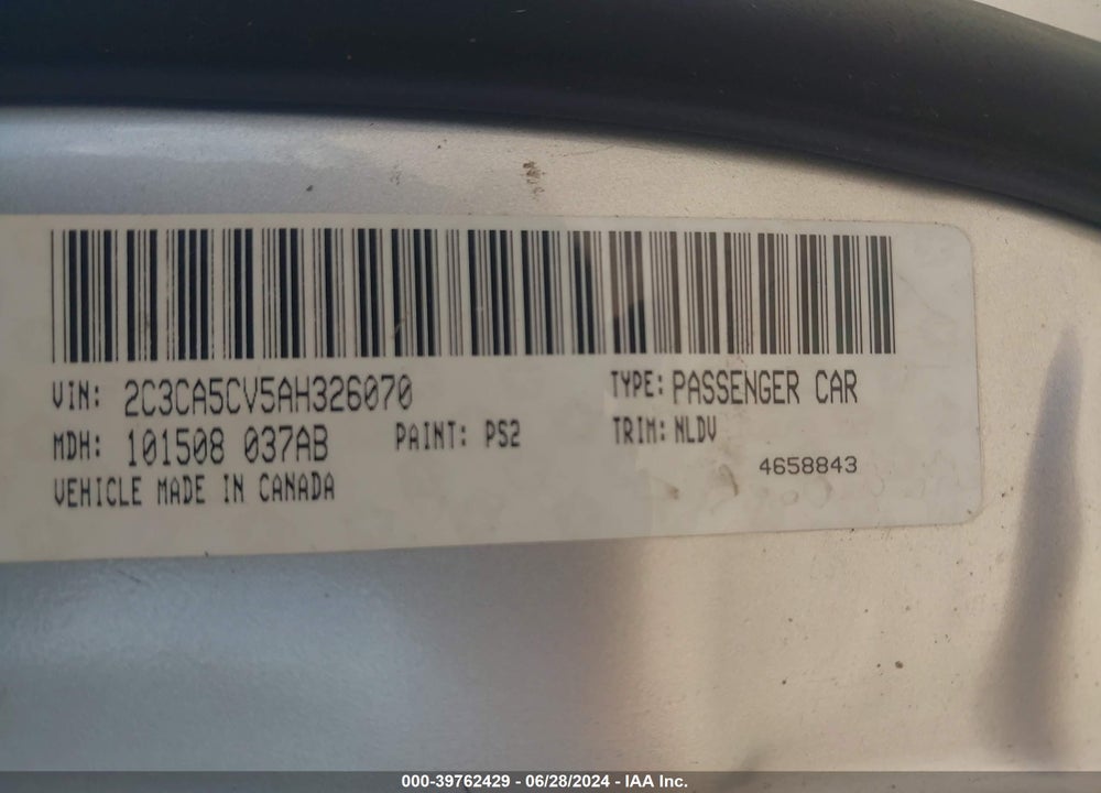 2010 CHRYSLER 300 TOURING/SIGNATURE SERIES/EXECUTIVE SERIES VIN: 2C3CA5CV5AH326070