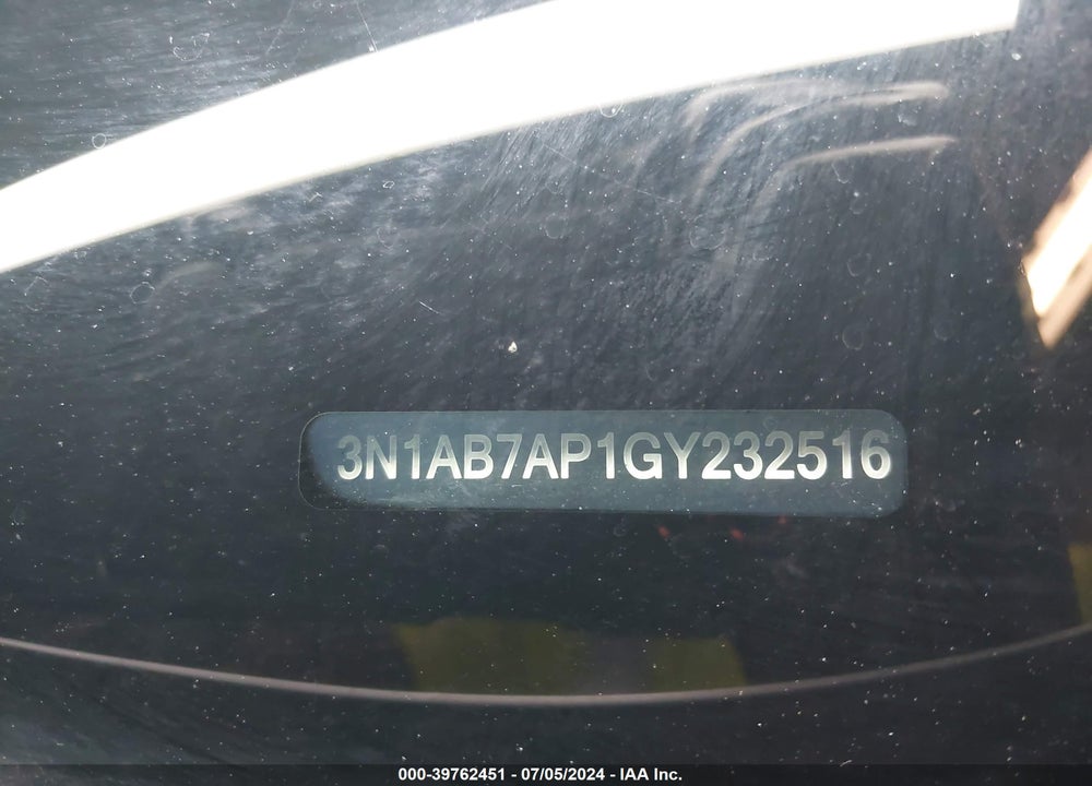 2016 NISSAN SENTRA FE+ S/S/SL/SR/SV VIN: 3N1AB7AP1GY232516