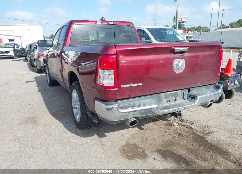2019 RAM 1500 BIG HORN/LONE STAR QUAD CAB 4X2 6'4 BOX VIN: 1C6RREBT7KN821708