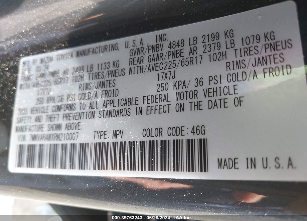2024 MAZDA CX-50 2.5 S SELECT VIN: 7MMVABAMXRN210007