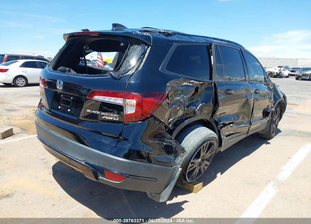 2022 HONDA PILOT AWD BLACK EDITION VIN: 5FNYF6H72NB059758