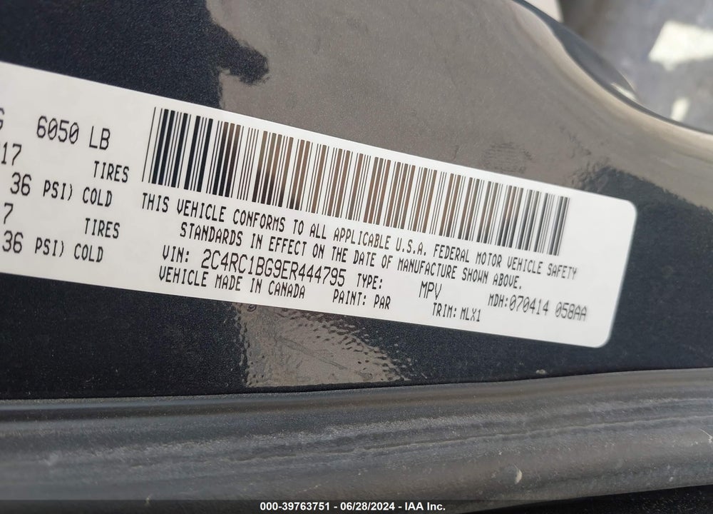 2014 CHRYSLER TOWN & COUNTRY TOURING VIN: 2C4RC1BG9ER444795