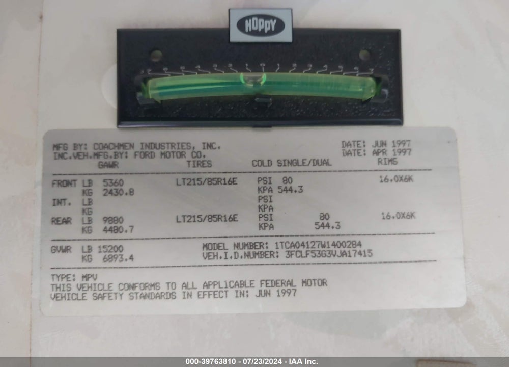 1997 FORD F530 SUPER DUTY VIN: 3FCLF53G3VJA17415