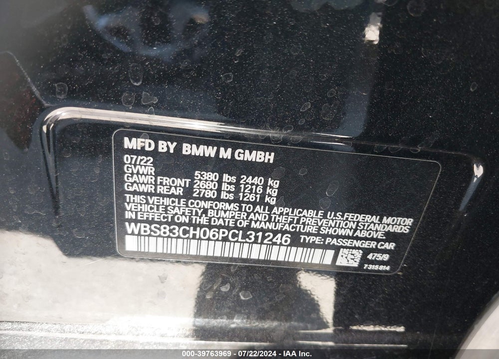 2023 BMW M5 VIN: WBS83CH06PCL31246