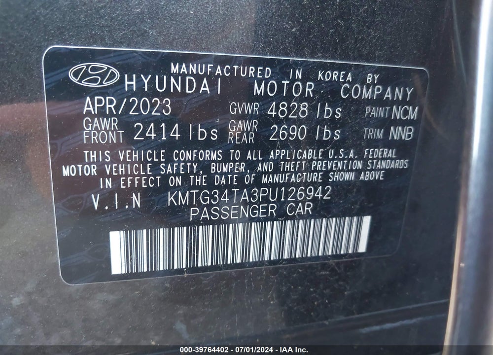 2023 GENESIS G70 2.0T AWD VIN: KMTG34TA3PU126942