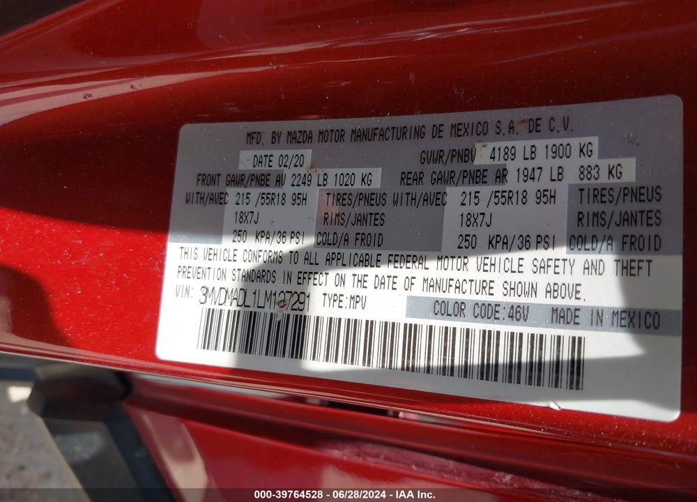 2020 MAZDA CX-30 PREFERRED PACKAGE VIN: 3MVDMADL1LM127291