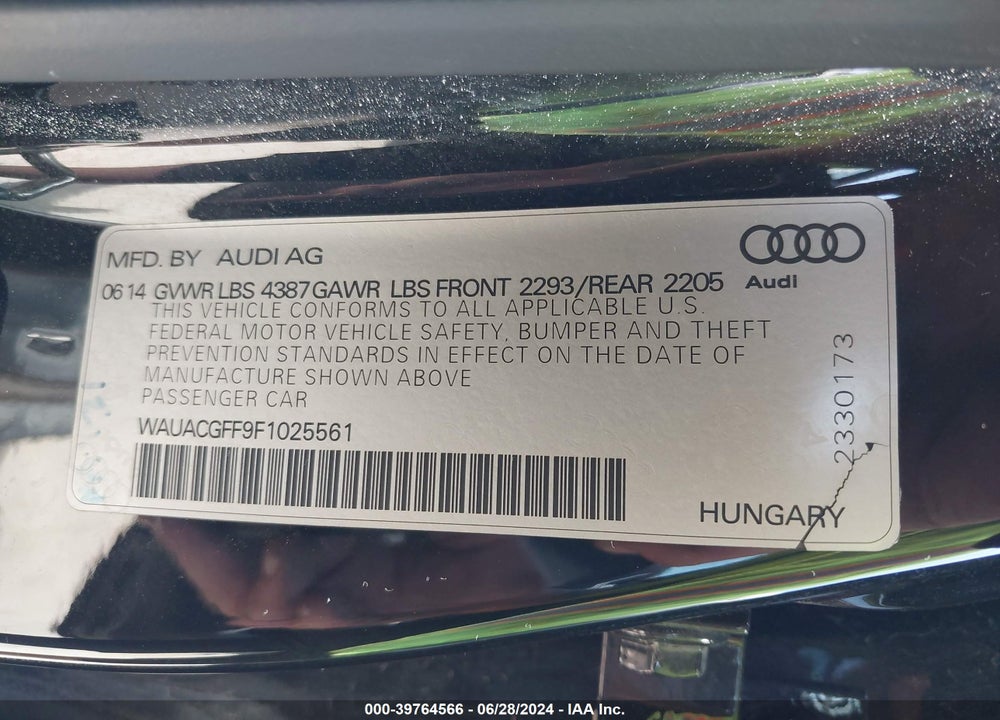 2015 AUDI A3 1.8T PREMIUM VIN: WAUACGFF9F1025561