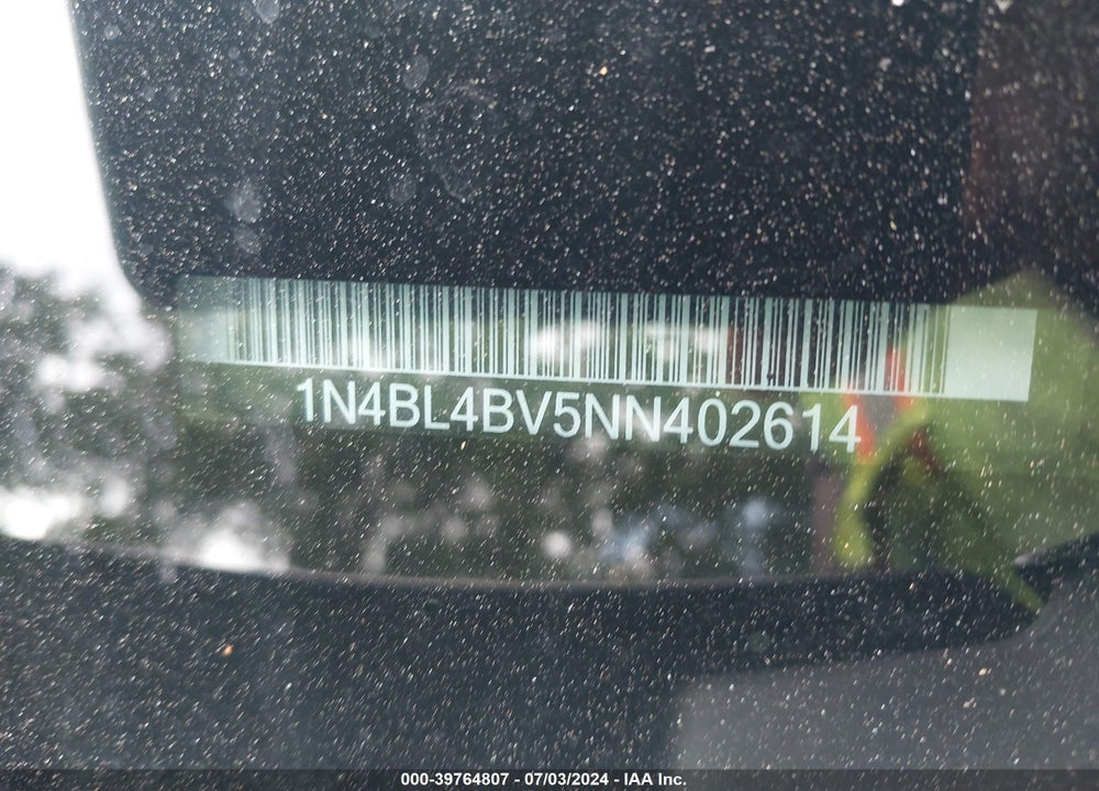 2022 NISSAN ALTIMA S FWD VIN: 1N4BL4BV5NN402614