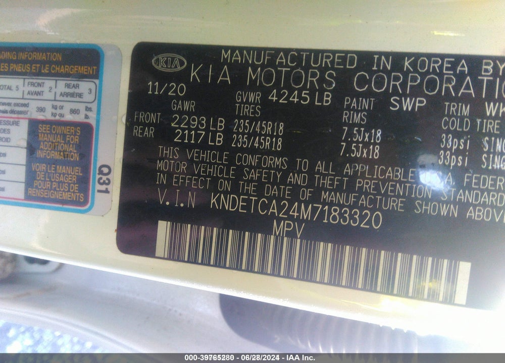 2021 KIA SELTOS SX TURBO VIN: KNDETCA24M7183320