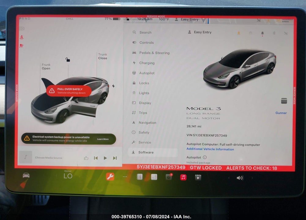 2022 TESLA MODEL 3 LONG RANGE DUAL MOTOR ALL-WHEEL DRIVE VIN: 5YJ3E1EBXNF257349