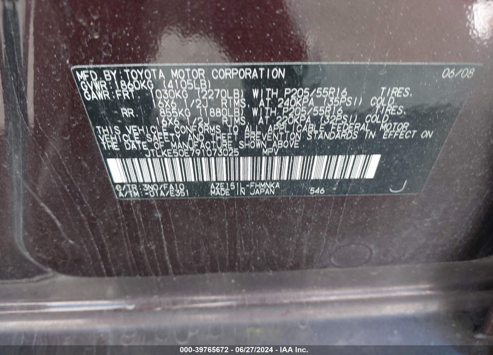 2009 SCION XB VIN: JTLKE50E791073025