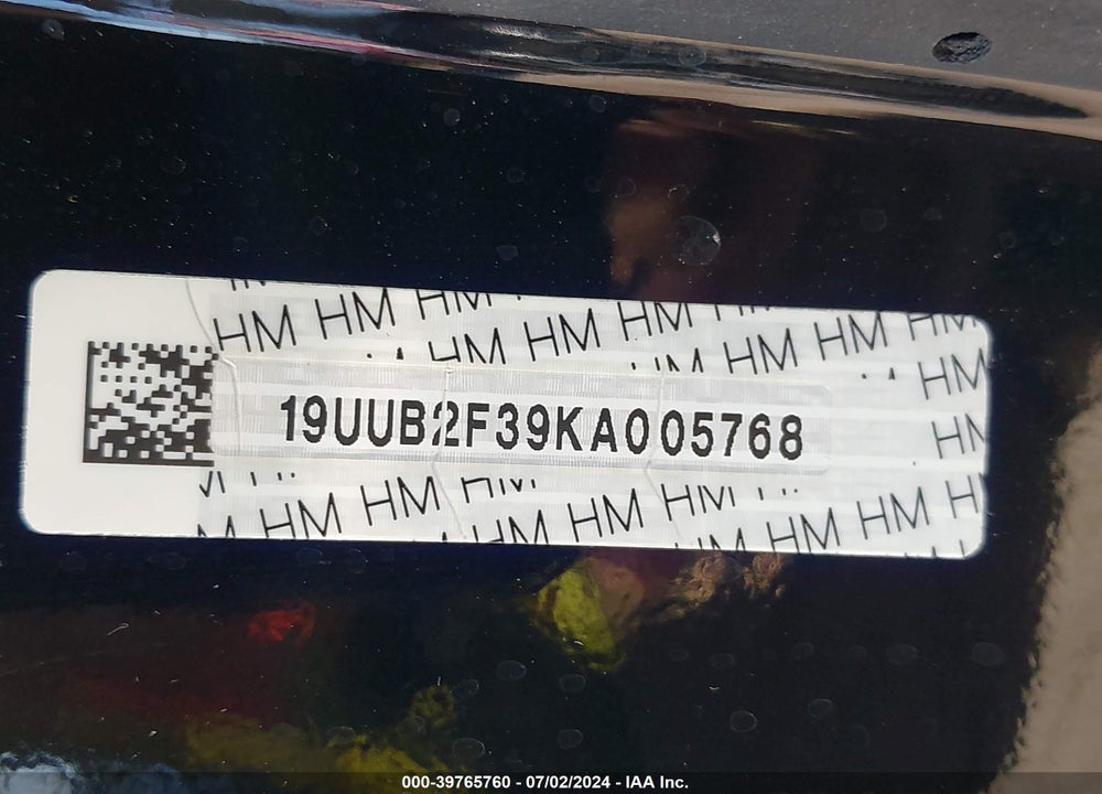 2019 ACURA TLX STANDARD VIN: 19UUB2F39KA005768