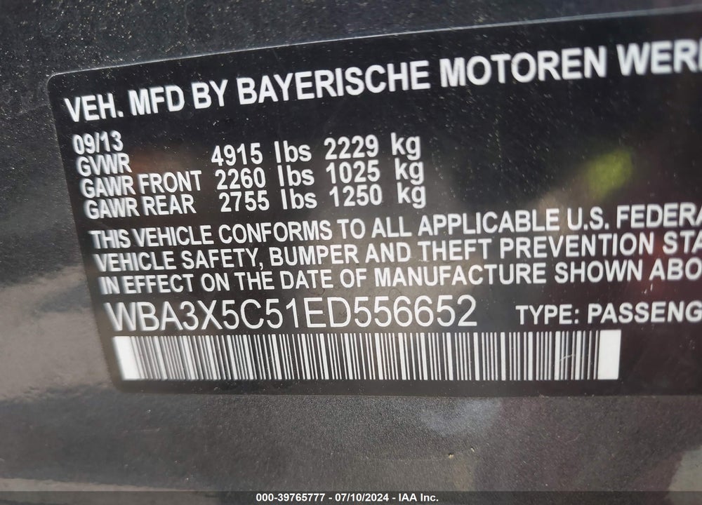 2014 BMW 328I GRAN TURISMO XDRIVE VIN: WBA3X5C51ED556652