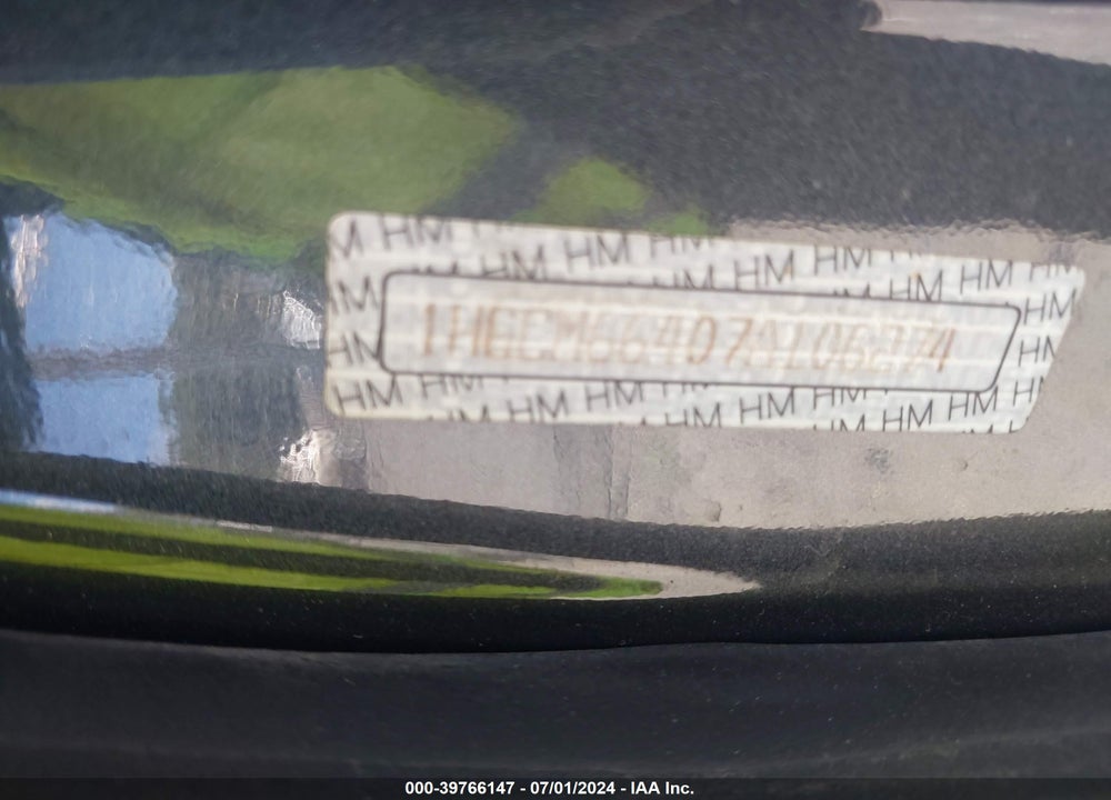 2007 HONDA ACCORD 3.0 SE VIN: 1HGCM66407A106274