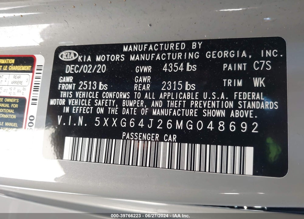2021 KIA K5 GT LINE VIN: 5XXG64J26MG048692