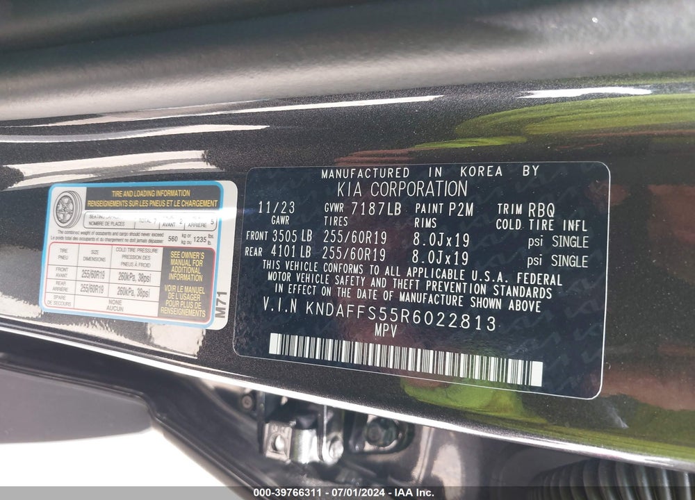 2024 KIA EV9 WIND VIN: KNDAFFS55R6022813