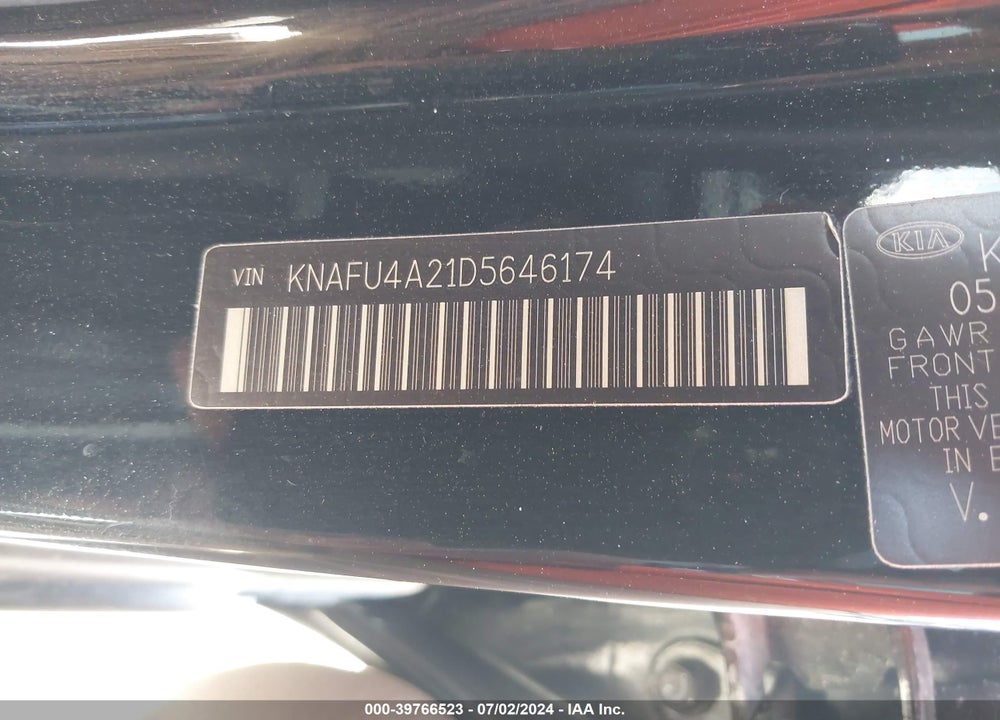 2013 KIA FORTE VIN: KNAFU4A21D5646174