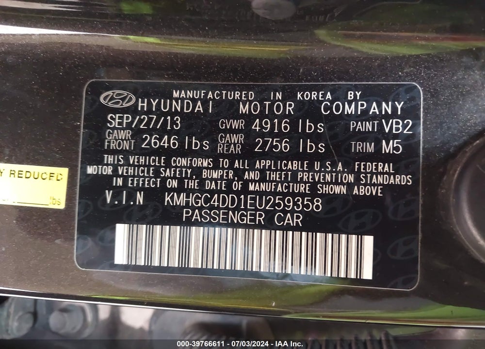 2014 HYUNDAI GENESIS 3.8 VIN: KMHGC4DD1EU259358
