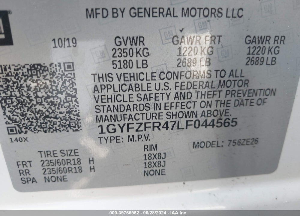 2020 CADILLAC XT4 AWD SPORT VIN: 1GYFZFR47LF044565