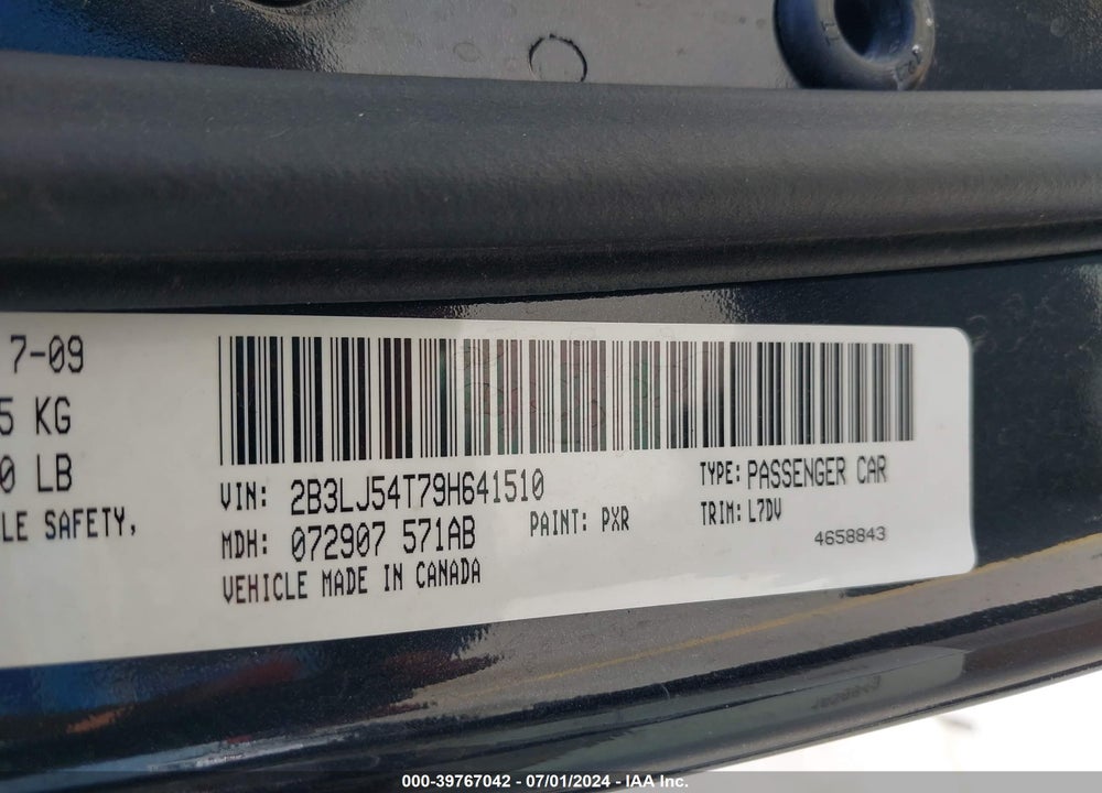 2009 DODGE CHALLENGER R/T VIN: 2B3LJ54T79H641510