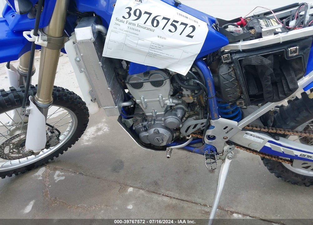 2006 YAMAHA WR450 F VIN: JYACJ09Y76A000644