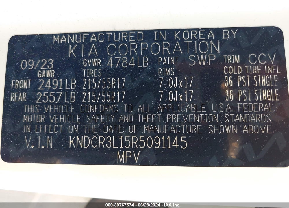 2024 KIA NIRO EV WIND VIN: KNDCR3L15R5091145