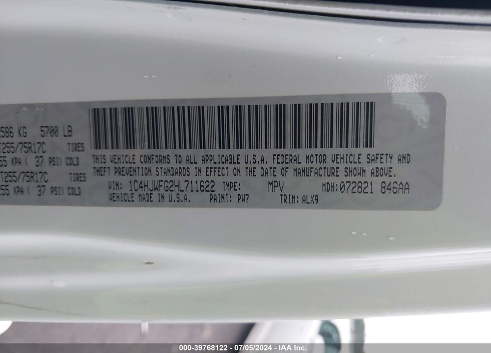 2017 JEEP WRANGLER UNLIMITED RUBICON 4X4 VIN: 1C4HJWFG2HL711622