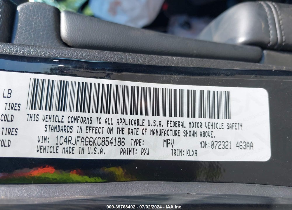 2019 JEEP GRAND CHEROKEE ALTITUDE 4X4 VIN: 1C4RJFAG6KC854186