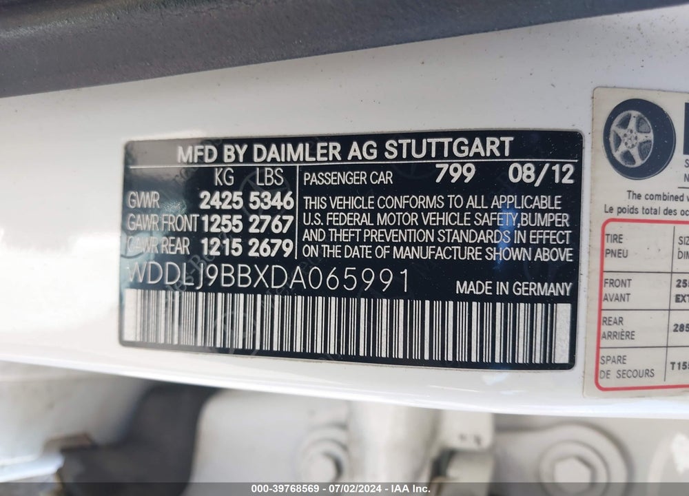2013 MERCEDES-BENZ CLS 550 4MATIC VIN: WDDLJ9BBXDA065991