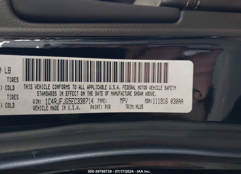 2014 JEEP GRAND CHEROKEE SUMMIT VIN: 1C4RJFJG5EC338714