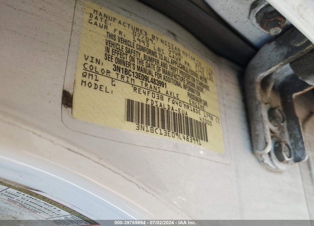 2009 NISSAN VERSA 1.8S VIN: 3N1BC13E09L483991