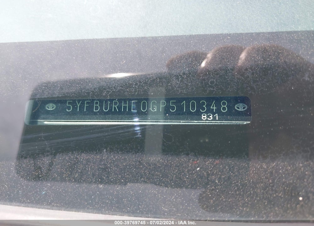 2016 TOYOTA COROLLA S VIN: 5YFBURHE0GP510348